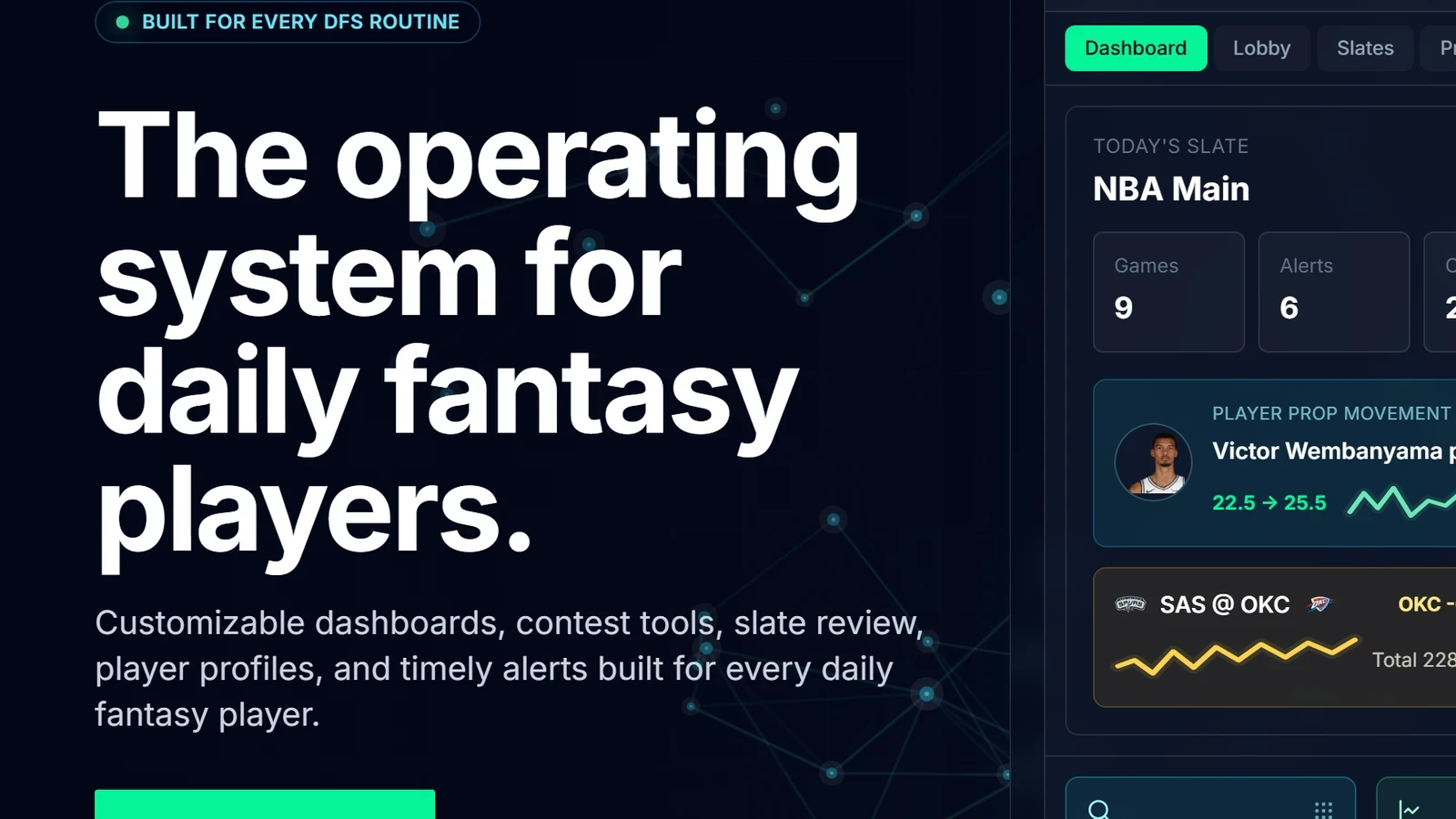 dfsOS daily fantasy sports platform homepage